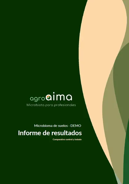 Portada del informe de microbioma de suelos AIMA Agro